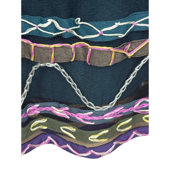 Free People Y2K mesh overlay maxi skirt, green/black, eclectic, artsy, bohemian - Picture 3 of 5